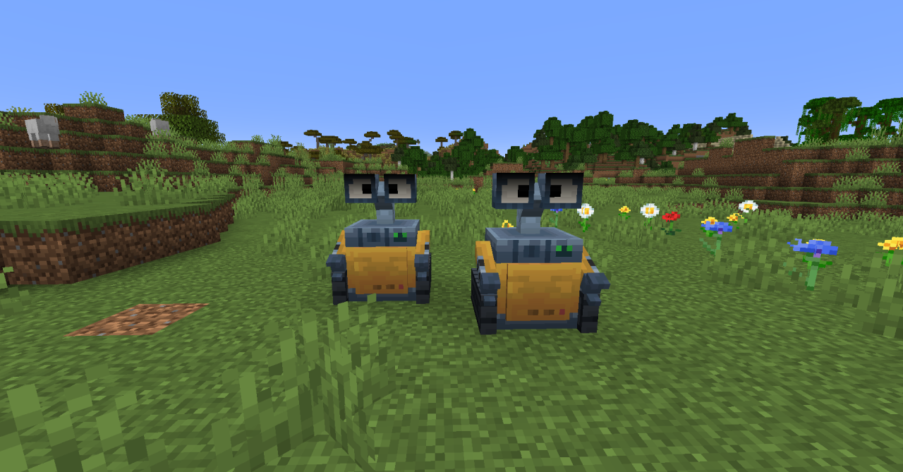 Сравнение стандартного верстака и Wall-E в Minecraft