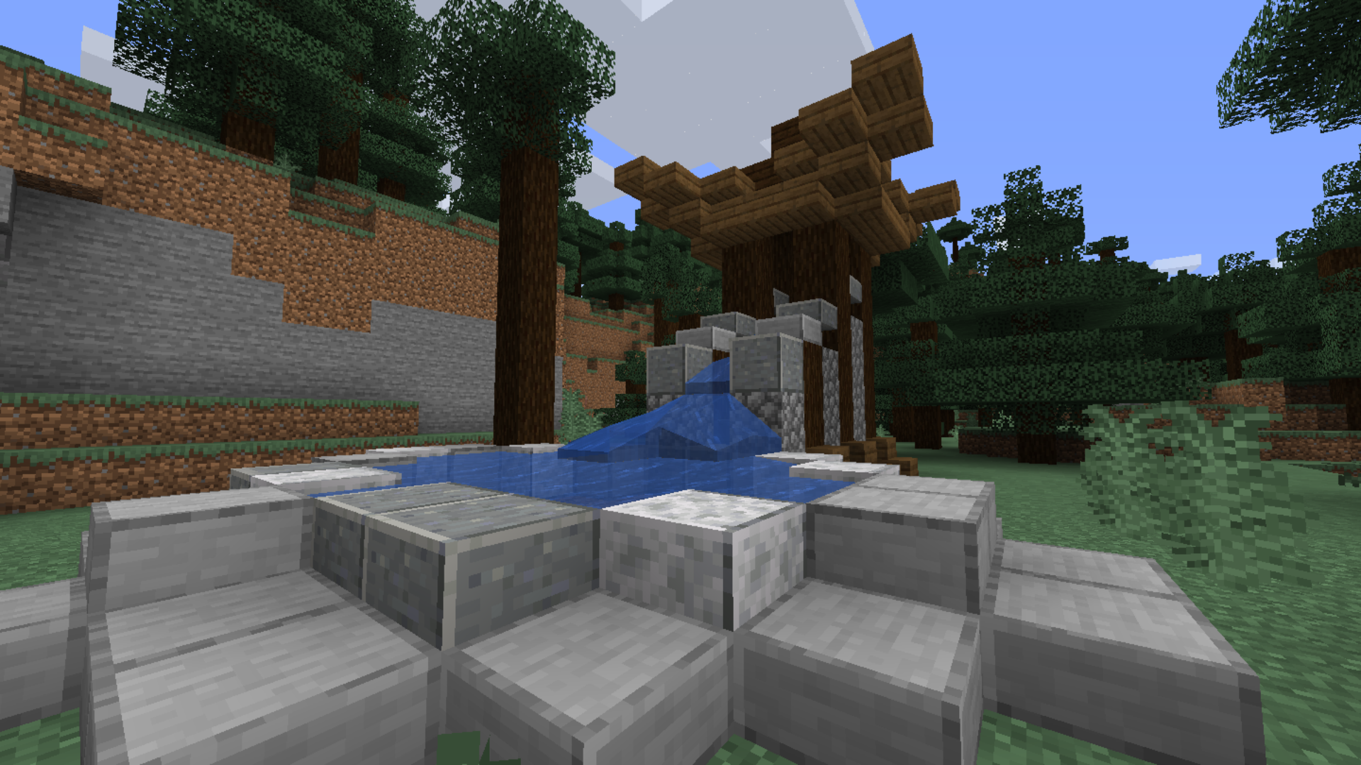 Загадочный водный алтарь в Minecraft с голубыми блоками и подсветкой