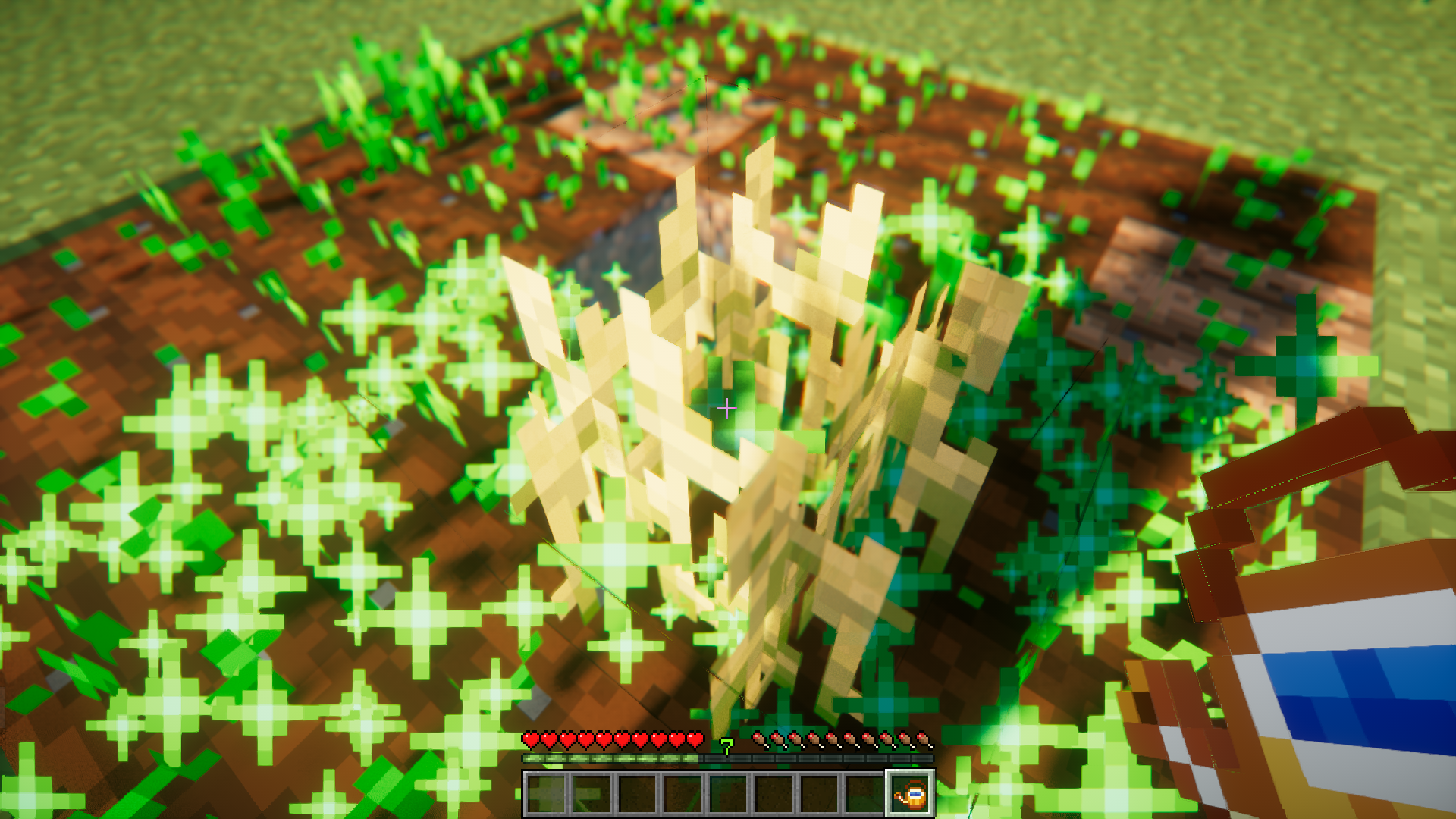 Пример использования алмазной лейки для быстрого роста деревьев в Minecraft