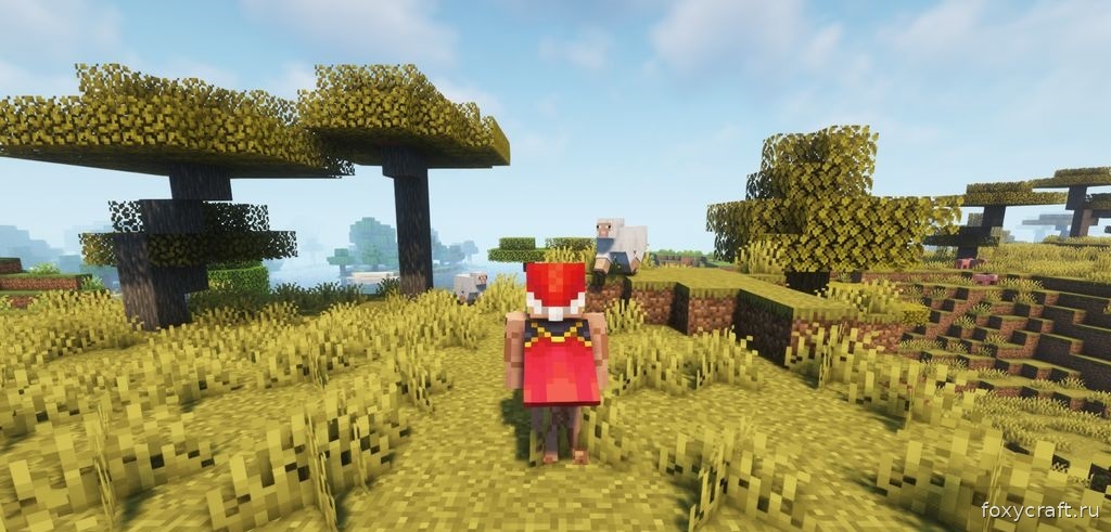 Пример анимации плаща в движении в Minecraft с модом Wavey Capes