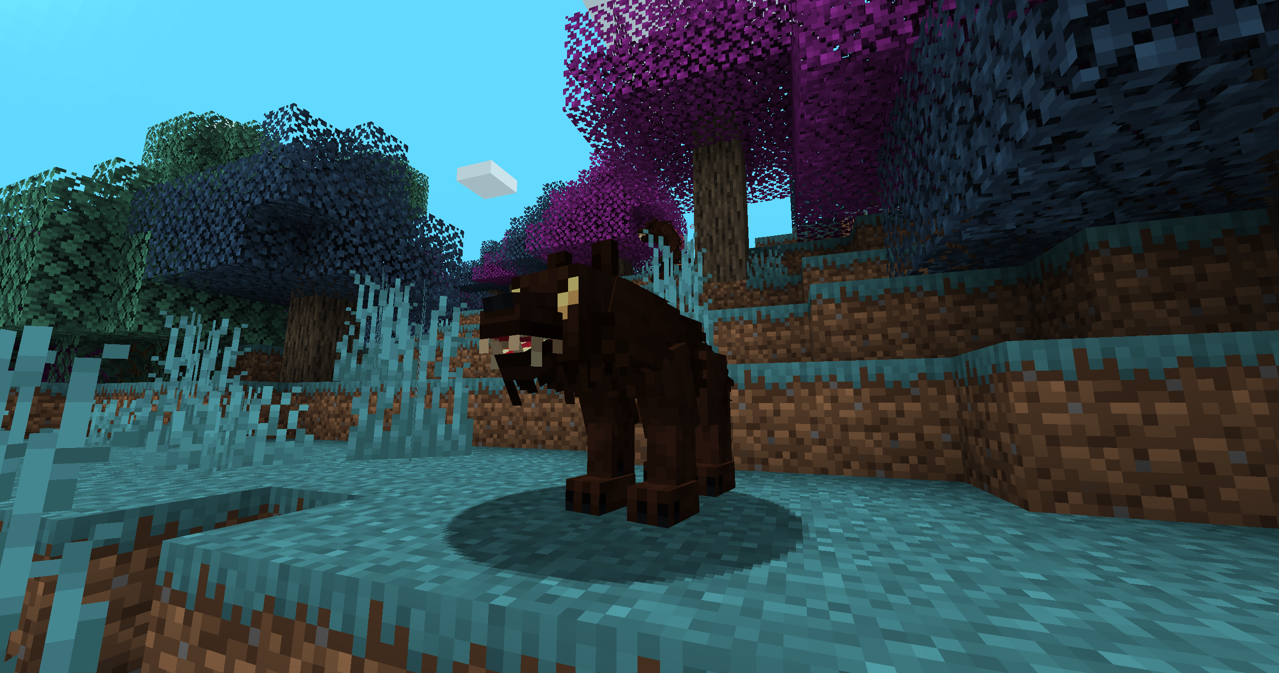 Оборотень в Minecraft с детализированной текстурой меха и когтей