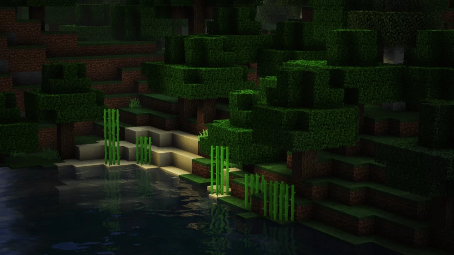 Закат над океаном в Minecraft с шейдерами Werrus: волны и отражения