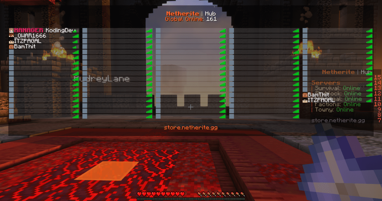 Скриншот мода Wider Tab в действии на сервере Minecraft