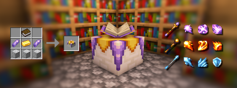 Групповой бой с использованием магических заклинаний в Minecraft с модом