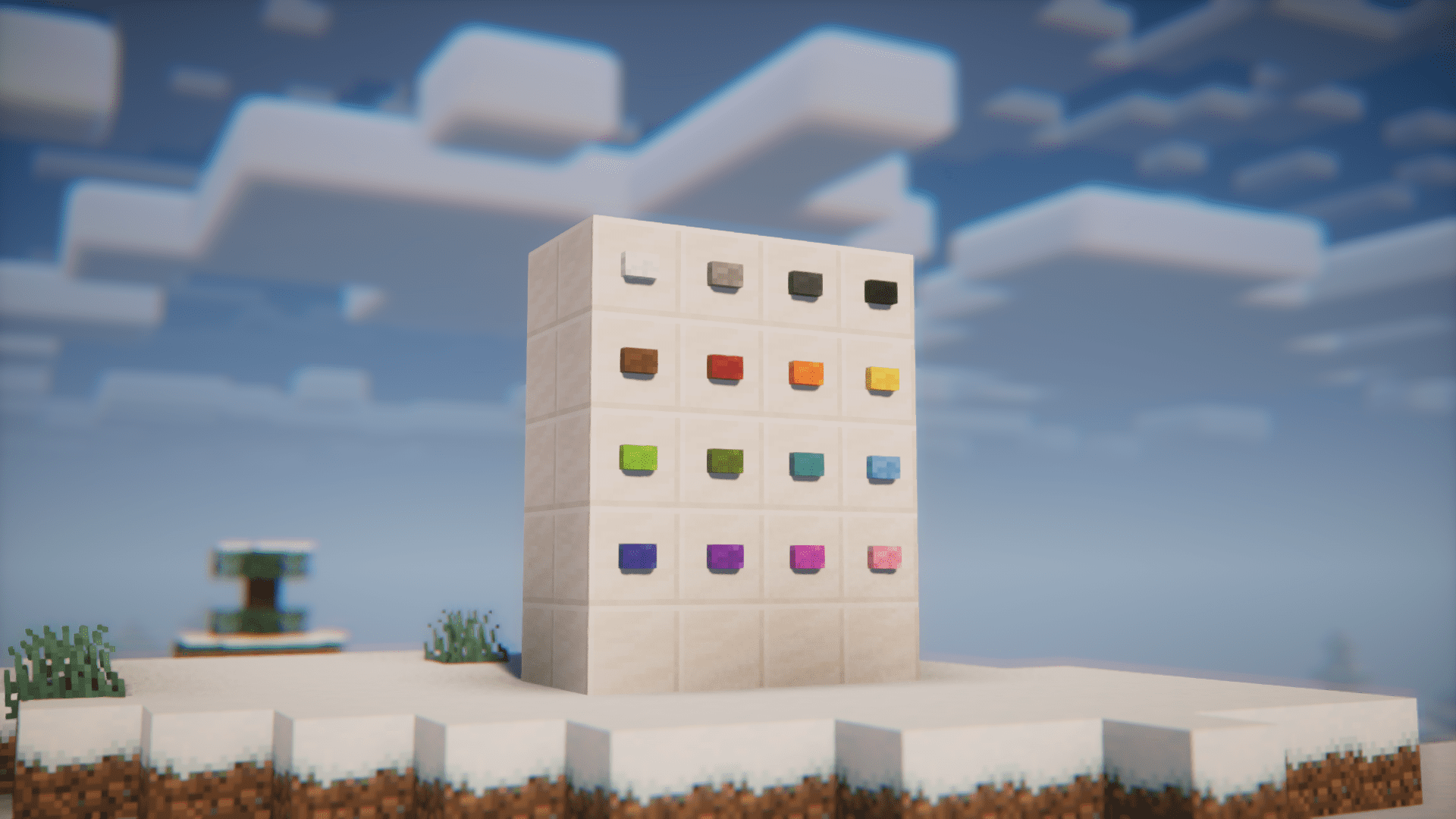 Крафт цветных кнопок из шерсти в Minecraft