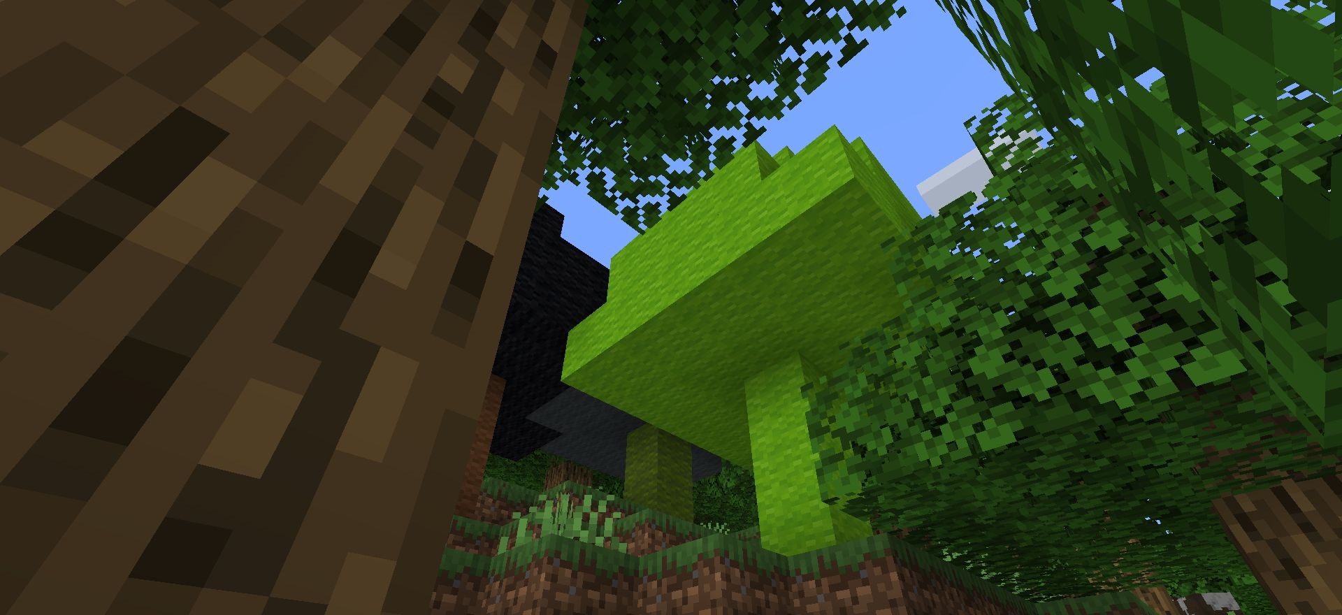 Крупный план шерстяного дерева в Minecraft с детализированной текстурой