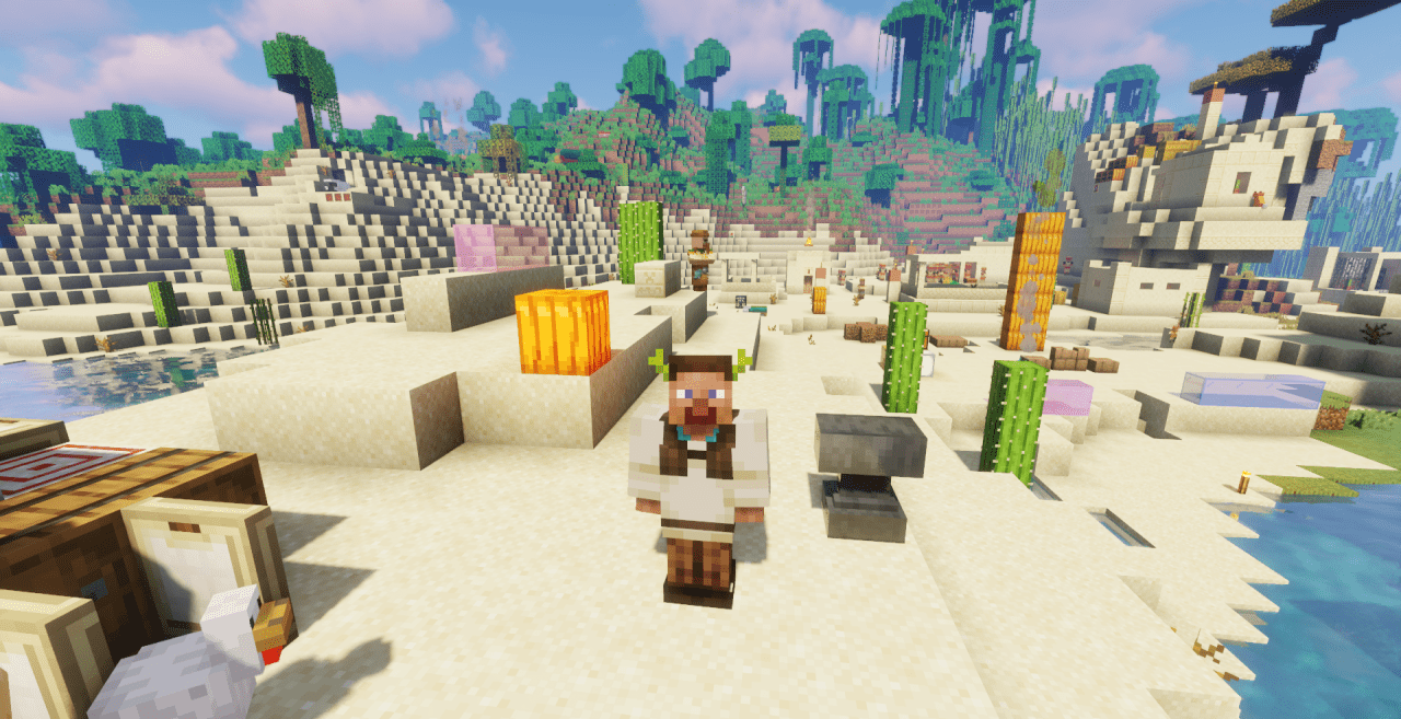 Готовые постройки с использованием текстур-пака Wormville в Minecraft