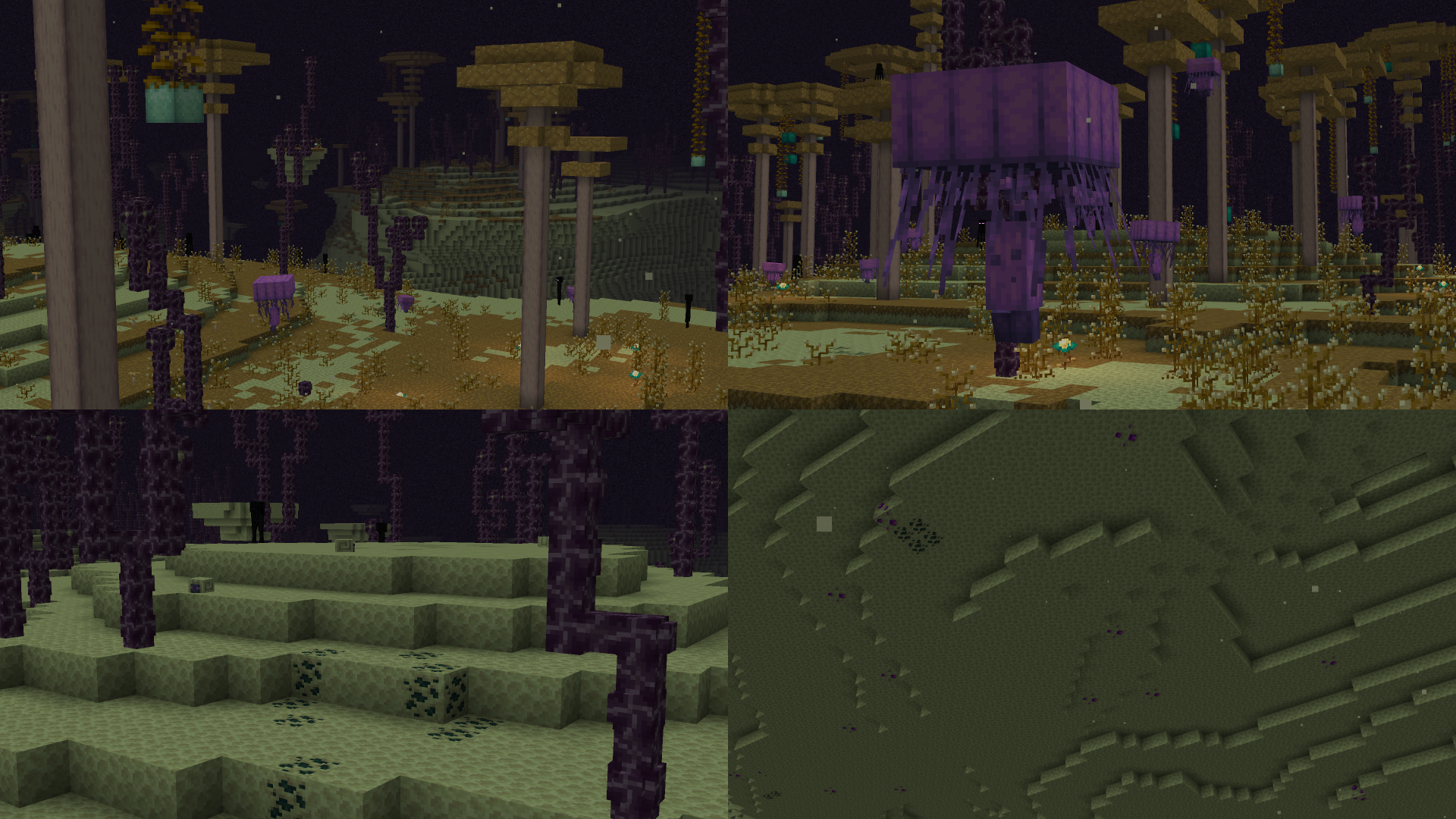 Пейзаж биома Равнины в Minecraft с коровами и деревьями