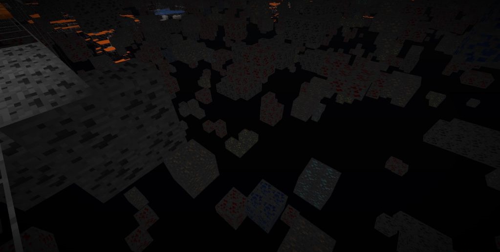 Геймплей Minecraft с Xray Ultimate в подземной шахте