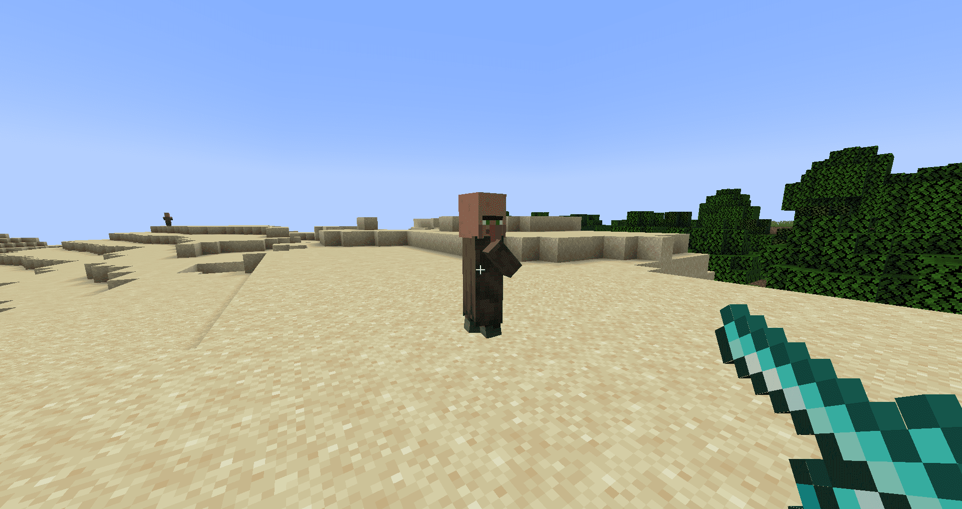 Игрок стреляет из Yamato Gun по мобам в Minecraft