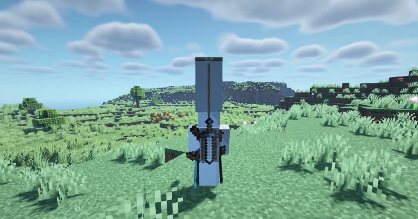 Игрок сражается с мобами при помощи нового оружия из YDM’s Weapon Master