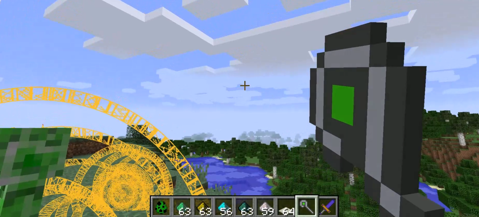 Эпический момент в Minecraft с использованием магии из мода Mahou Tsukai