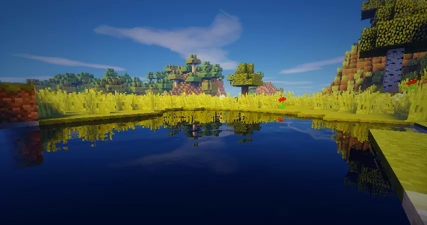 Ночной пейзаж в Minecraft с шейдерами Ziipzaap’s: звёзды, лунный свет и мягкие тени