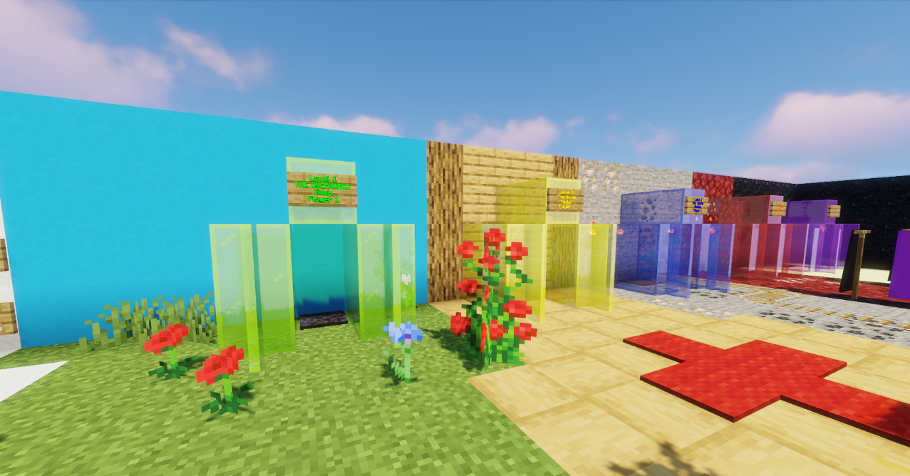 Игроки преодолевают паркур-испытание в Minecraft, используя стратегию и координацию
