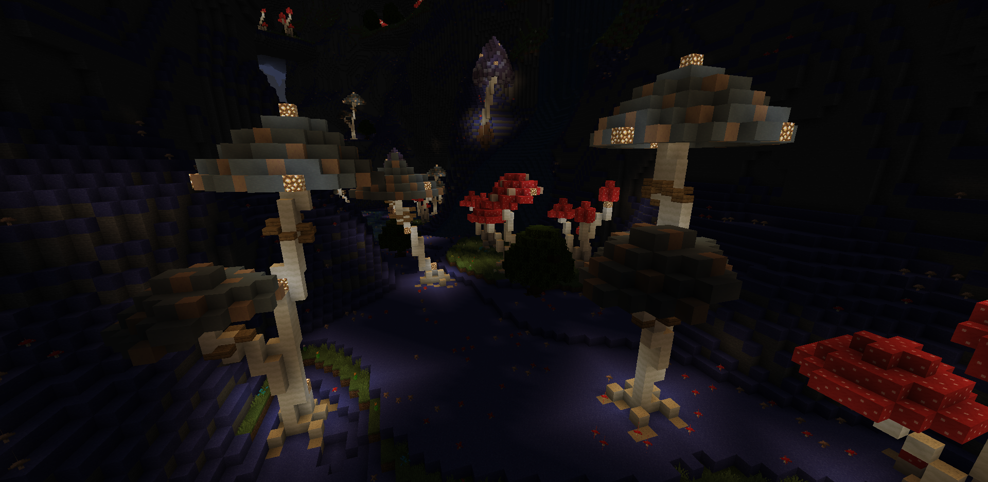 Игрок строит убежище в пещере Aberrant Caverns