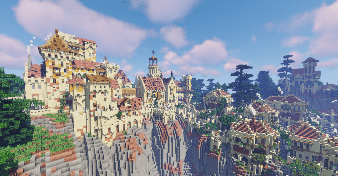 Корабли и портовая зона на карте Ambaria в Minecraft