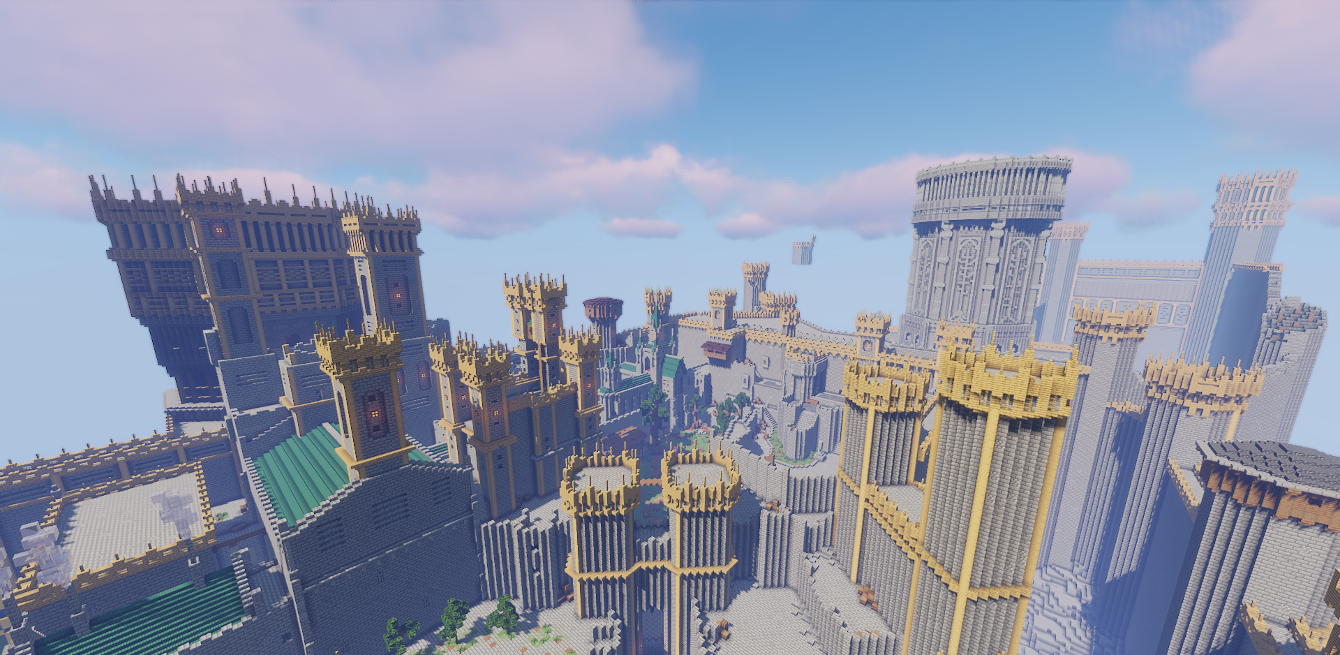 Детализированная постройка в Minecraft с элементами средневекового стиля