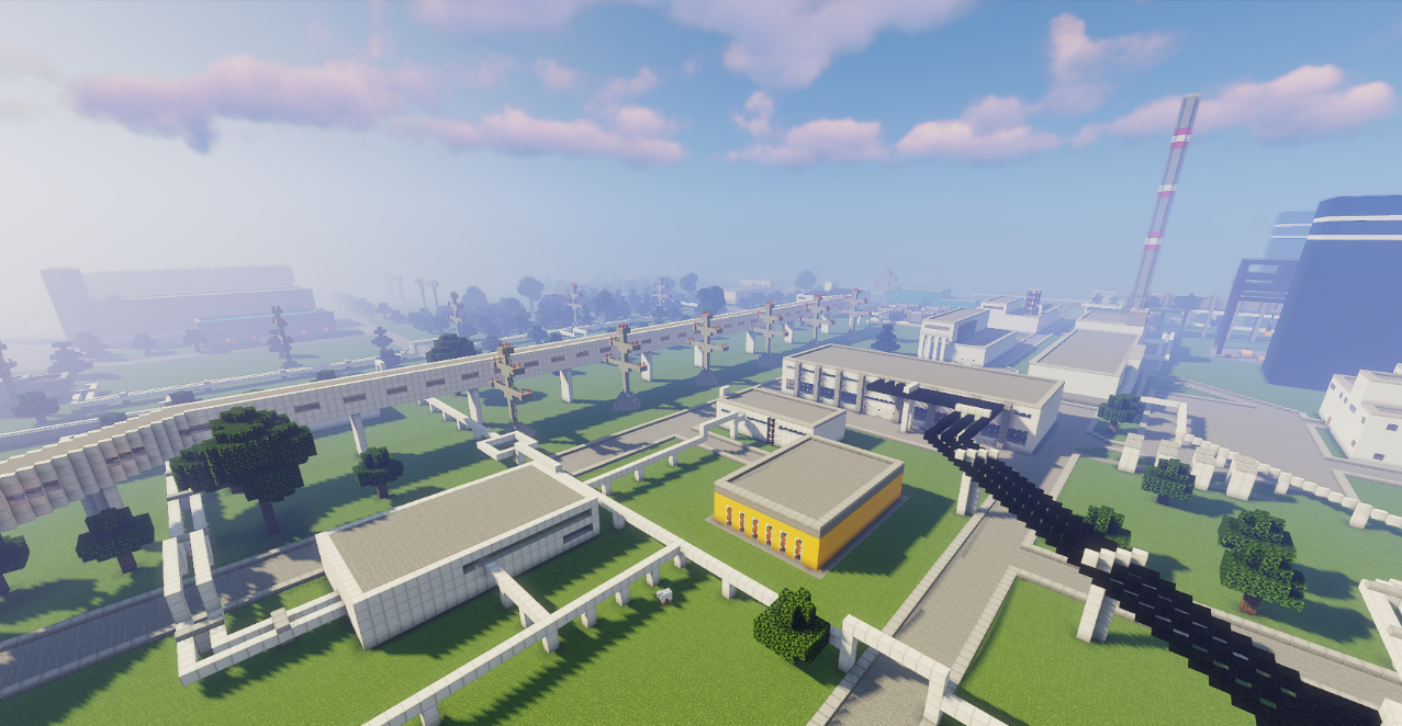 Детализированный реакторный блок Чернобыльской АЭС в Minecraft - реалистичная текстура и окружение