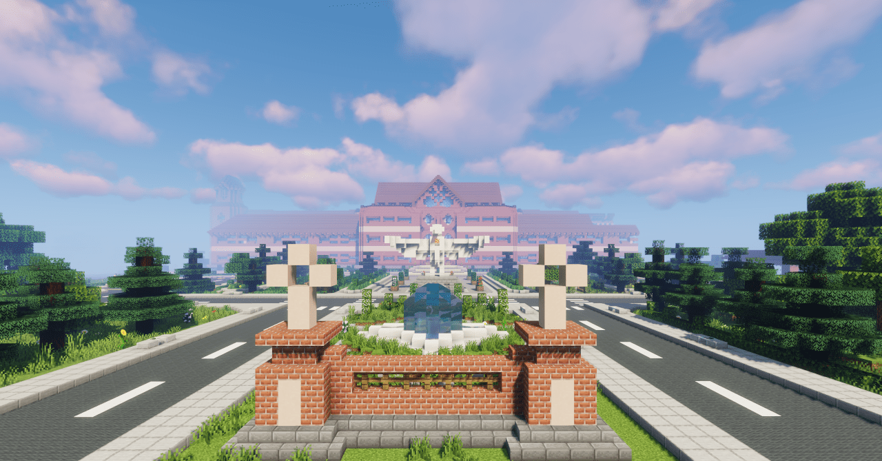 Интерьер Chroma High School в Minecraft с классными комнатами и коридорами