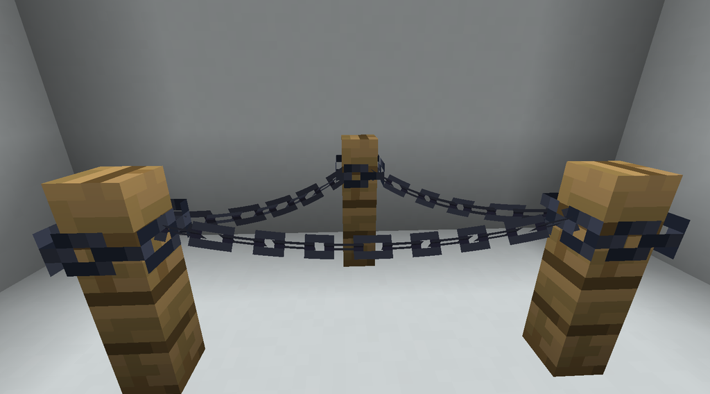 Цепи в Minecraft, создающие эффект подвесного ограждения с помощью мода Connectible Chains