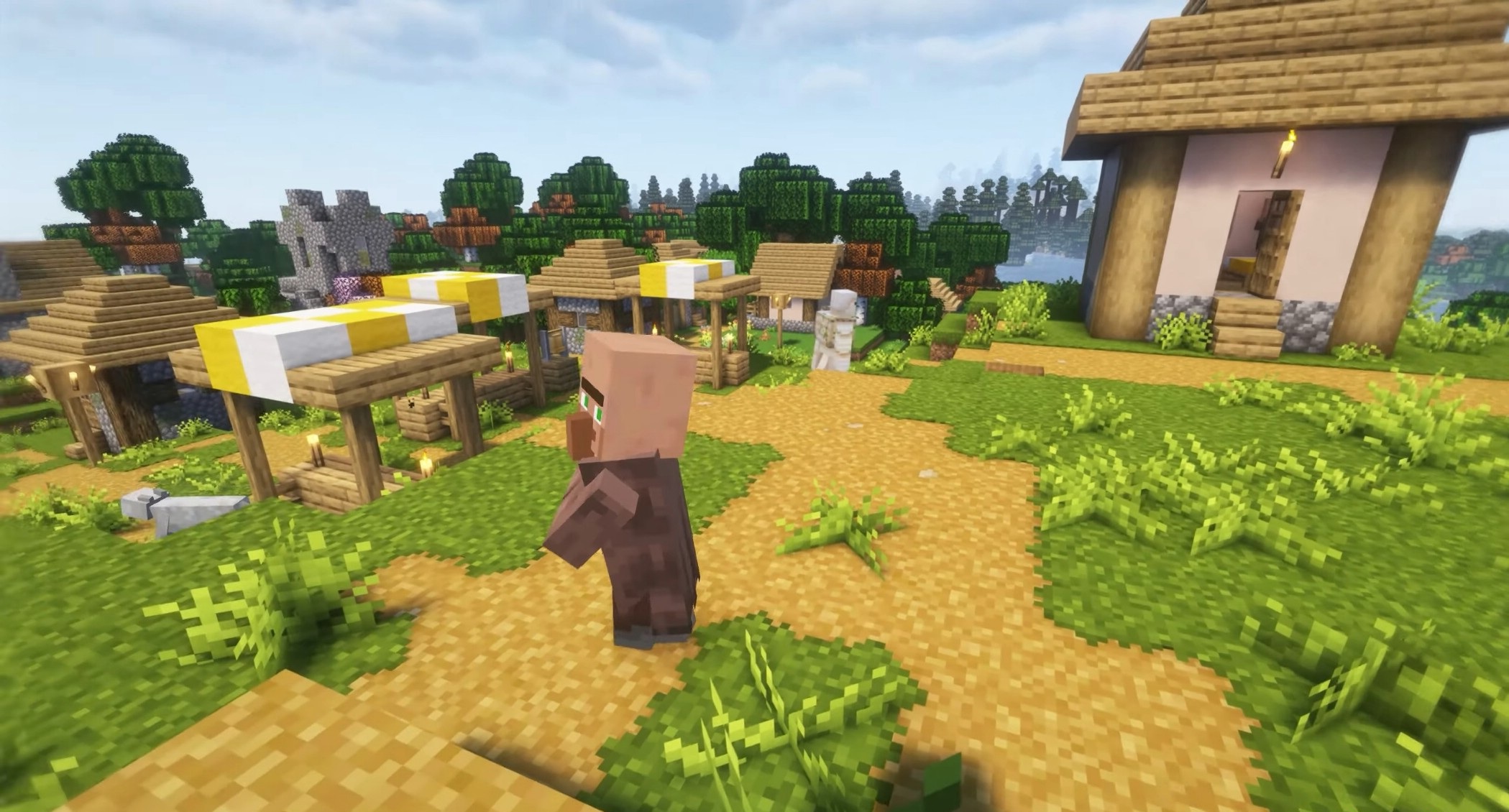 Указатели и фонари вдоль дорог в Minecraft