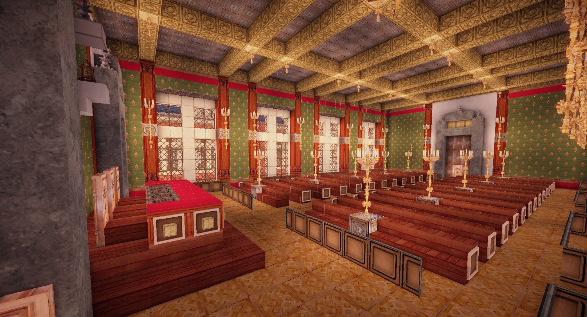 Панорамный вид с балкона Court House - средневековый город в Minecraft