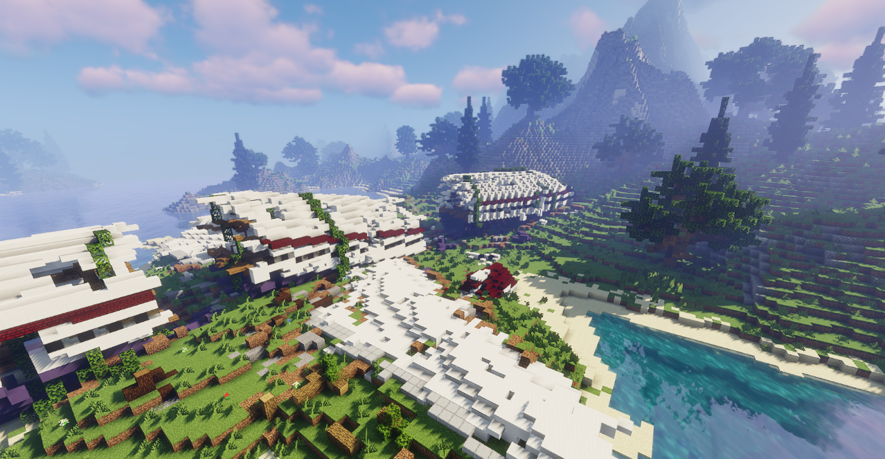 Игрок исследует остров в Minecraft, собирая ресурсы для выживания