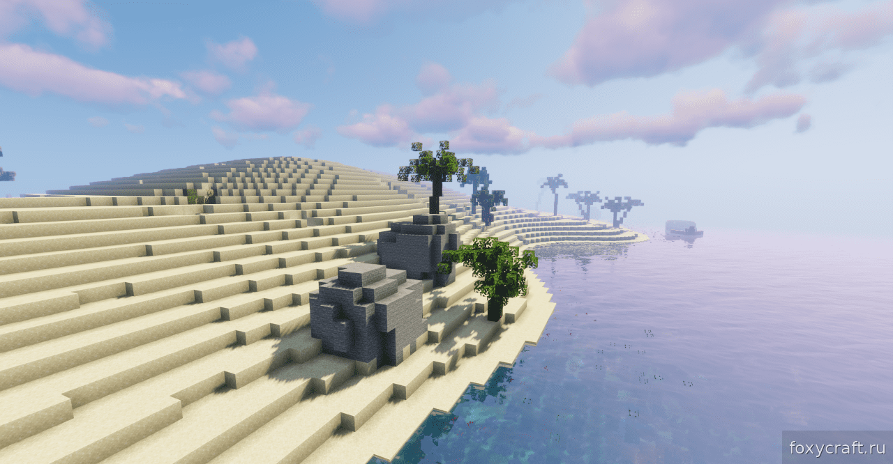 Детализированный домик на берегу в Minecraft Desert Island