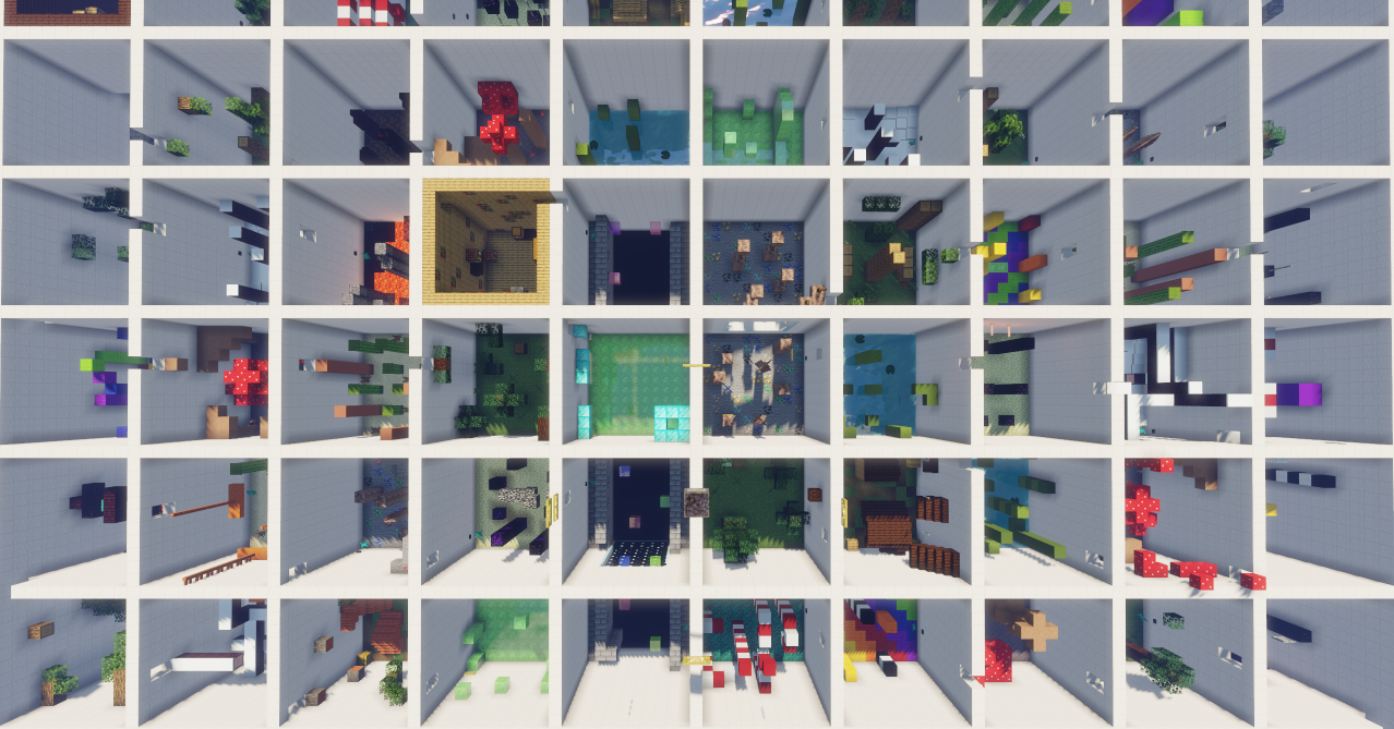 Игрок проходит паркур-испытание на карте Easy Grid Parkour