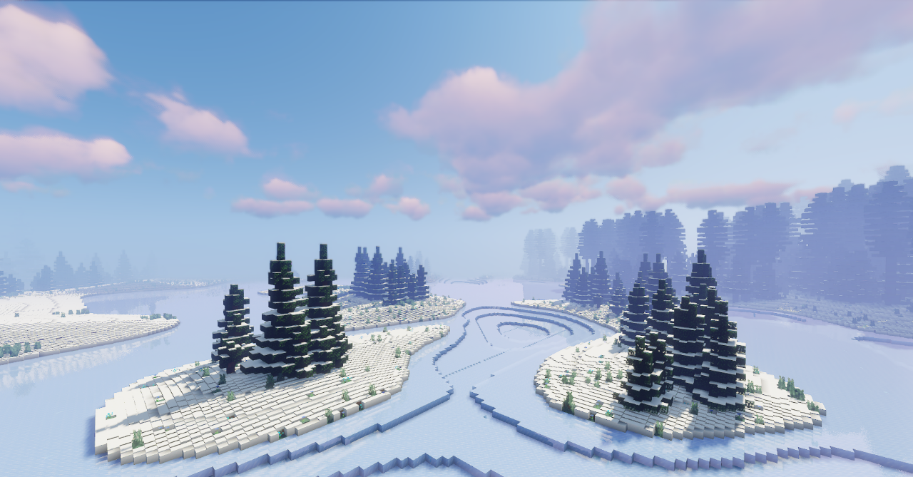 Игровой скриншот Frozen Rivers с замерзшим водопадом и снежными холмами