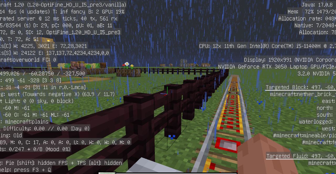 Детализированная деревня на карте для тестирования FPS в Minecraft
