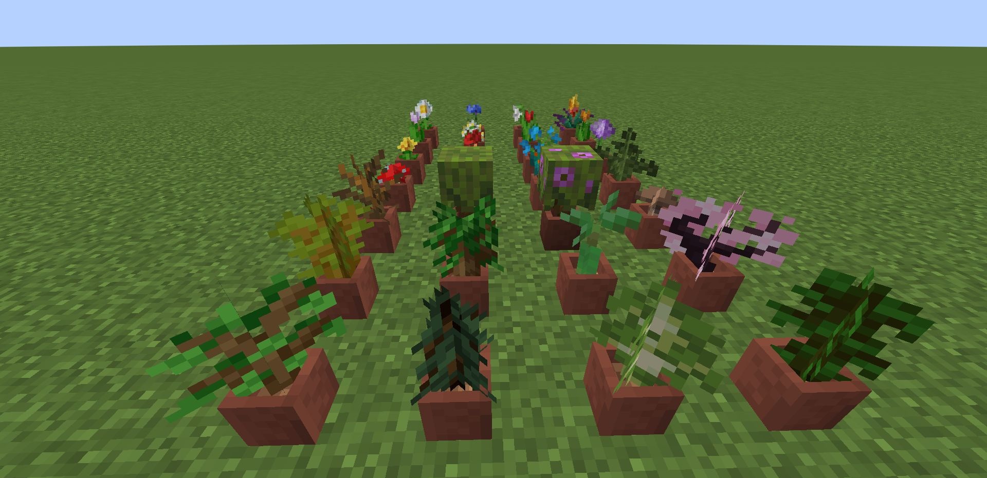 Пример использования Gardener’s Dream: разноцветные цветы в горшках на деревянной террасе