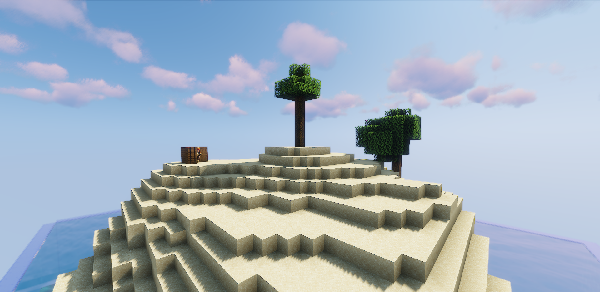 Красивый вид на остров в Minecraft Island Block после успешного развития