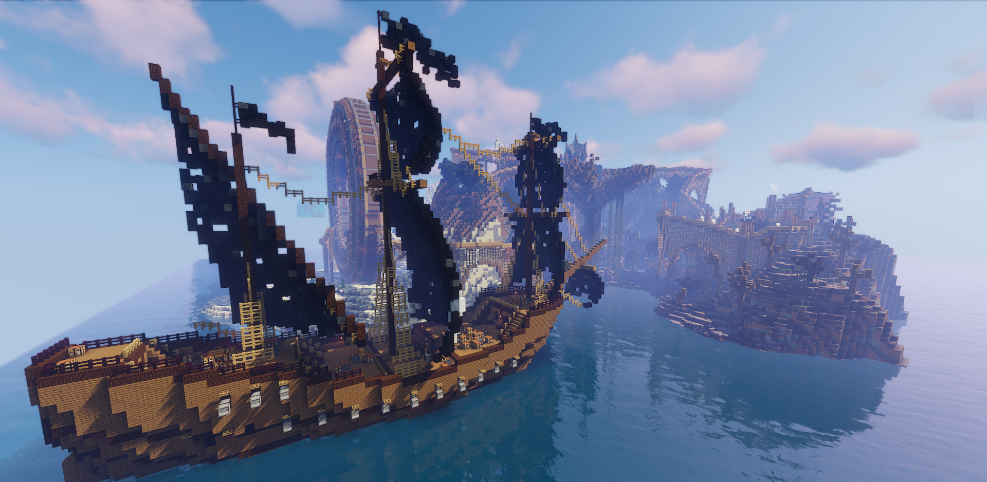 Железнодорожные пути на острове Набериус в Minecraft