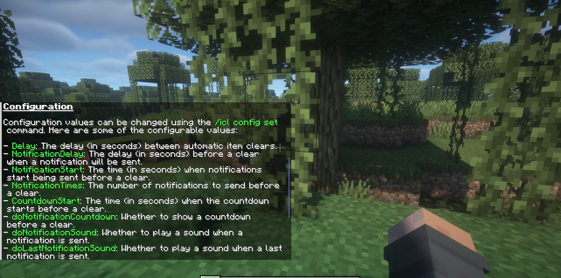 Настройка исключений в моде Item ClearLag для Minecraft