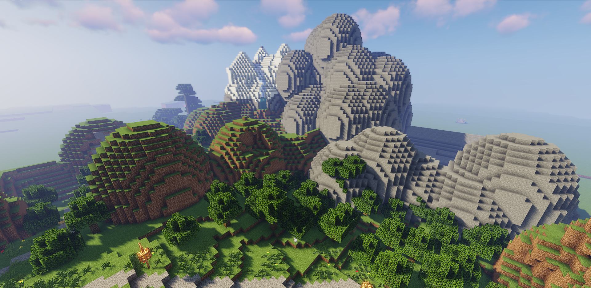Вид на крепость Минас Тирит в Minecraft с детализированными стенами и башнями