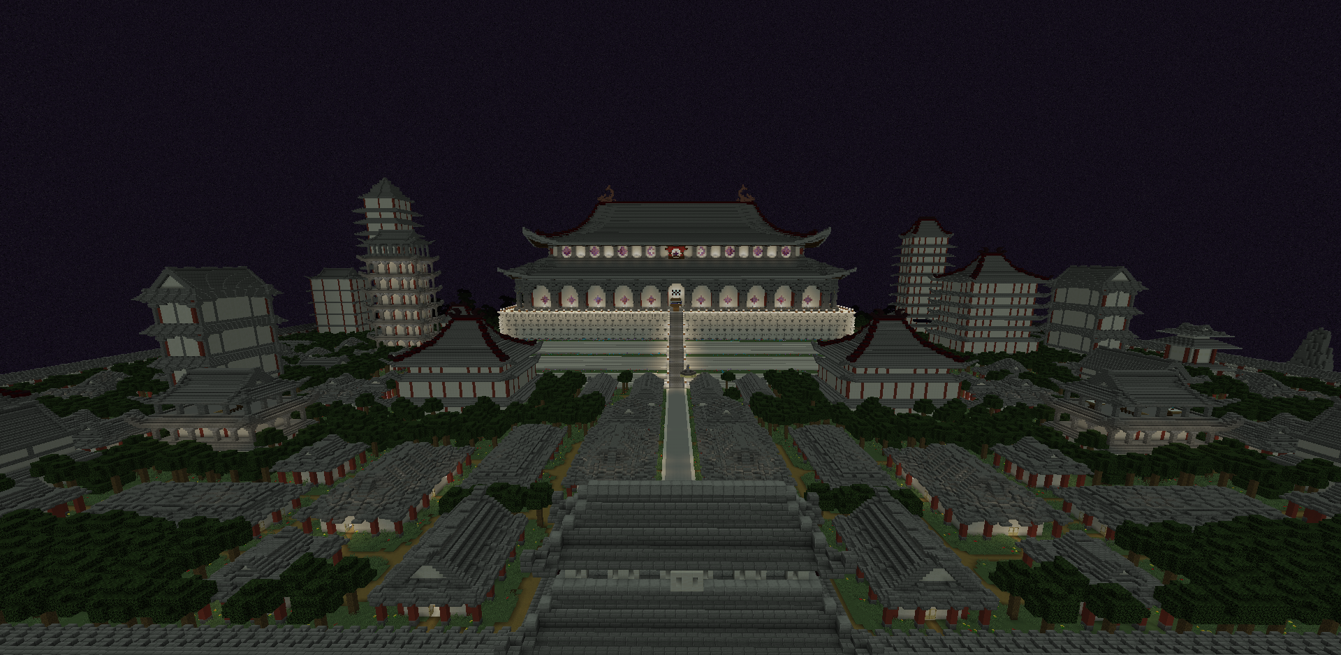Вид сверху на город Touhou Lunar Capital с его уникальным дизайном
