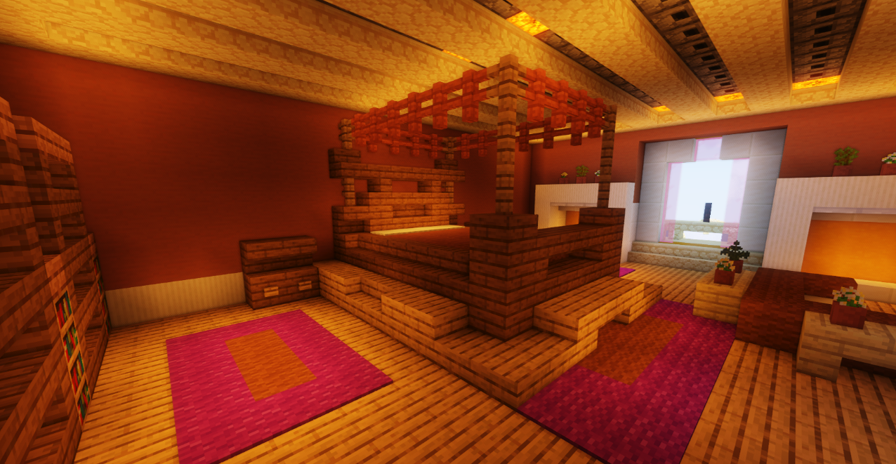 Вид сверху на Luxury Seaside Mansion в Minecraft с садом, бассейном и причалом