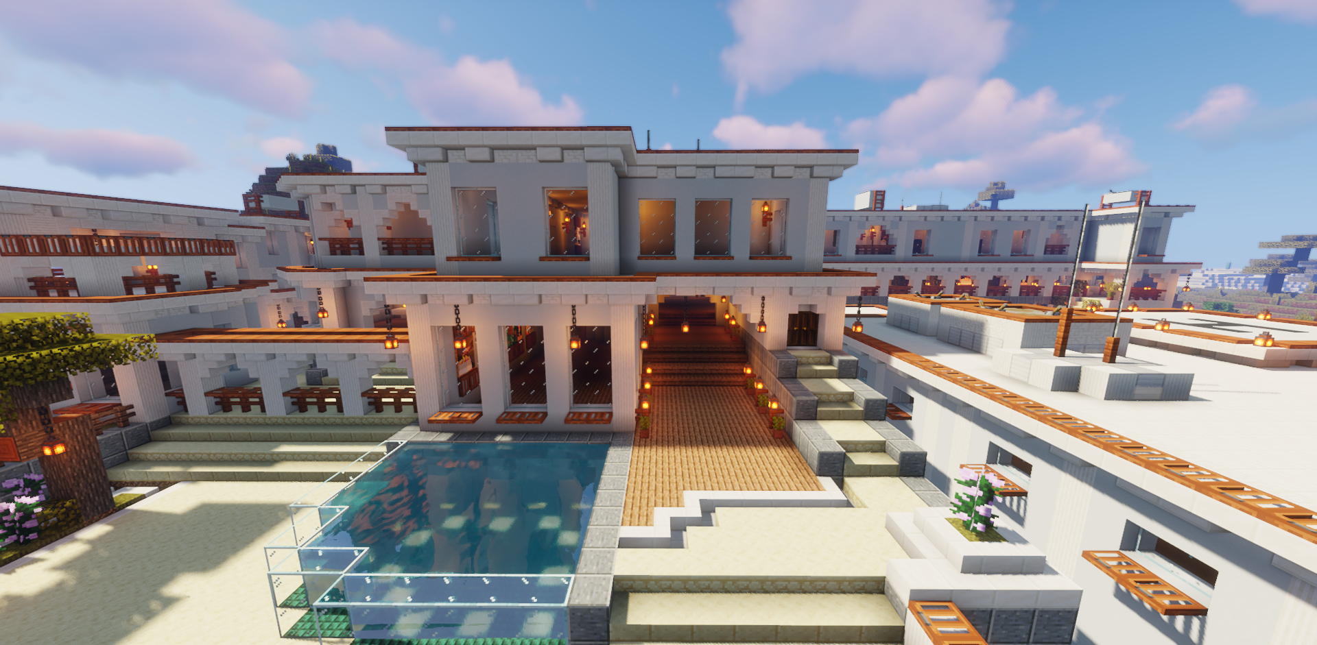 Вид с воздуха на Mexican Modern Villa в Minecraft