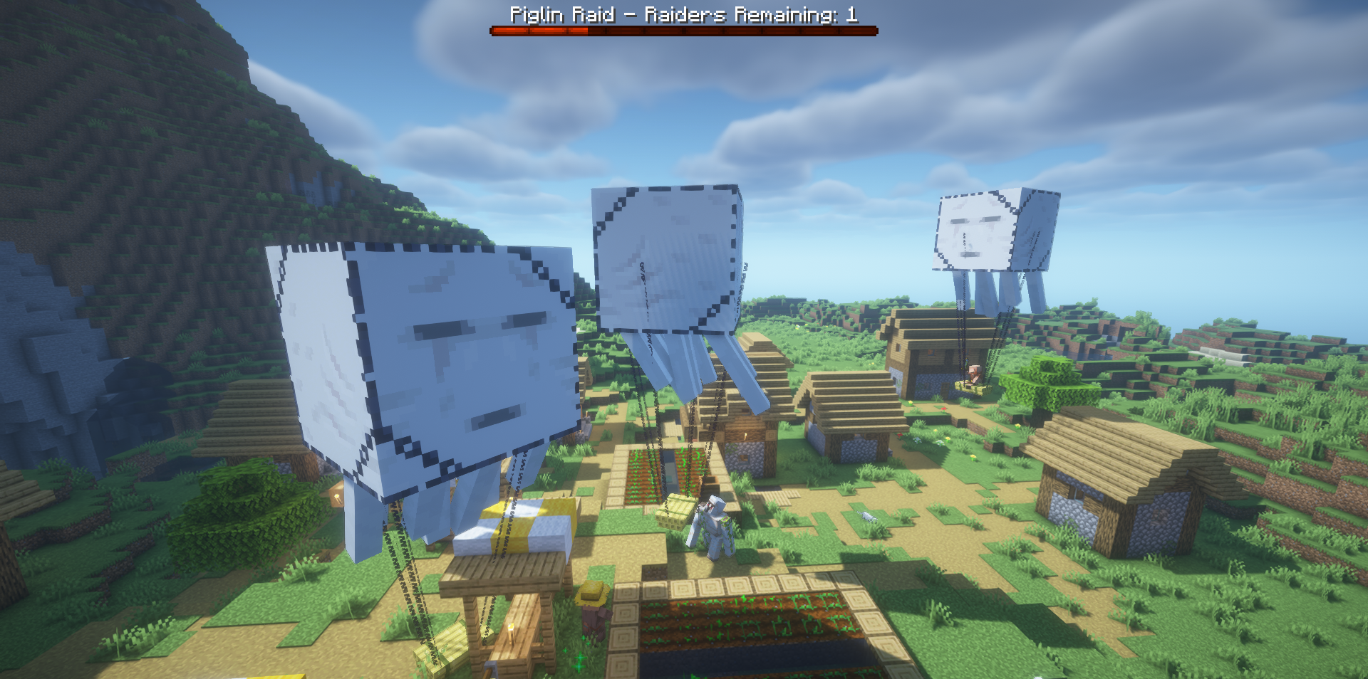 Битва с мобами в заражённом мире Minecraft благодаря моду Nether Invader