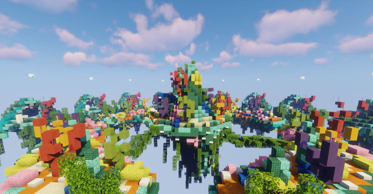 Сражение двух игроков на узком мосту в Minecraft Skywars