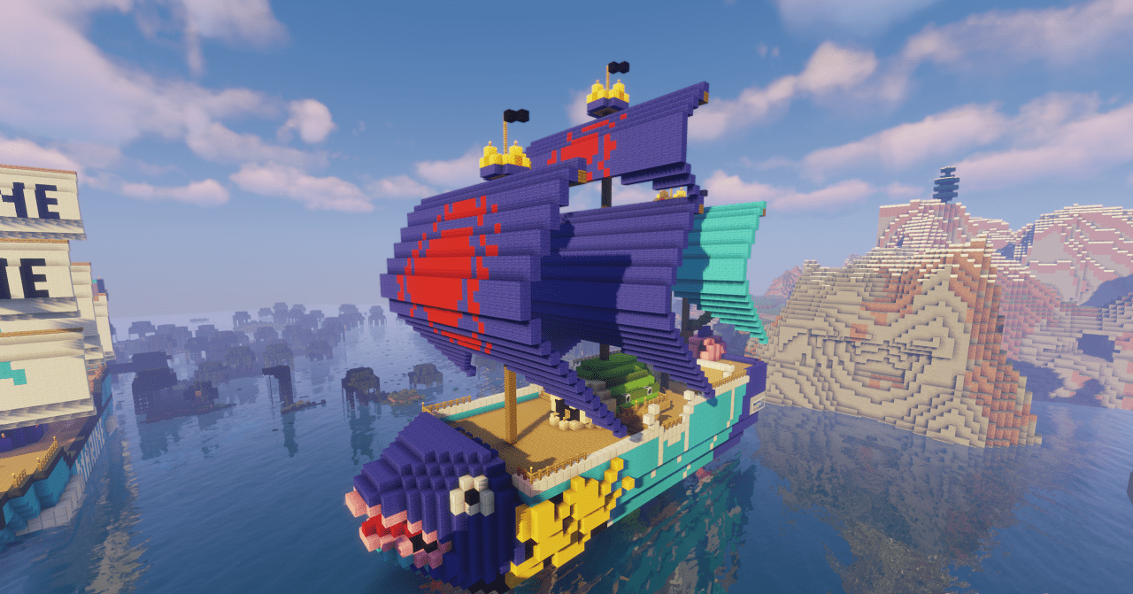Сражения игроков на карте One Piece Lucky Block Race в Minecraft