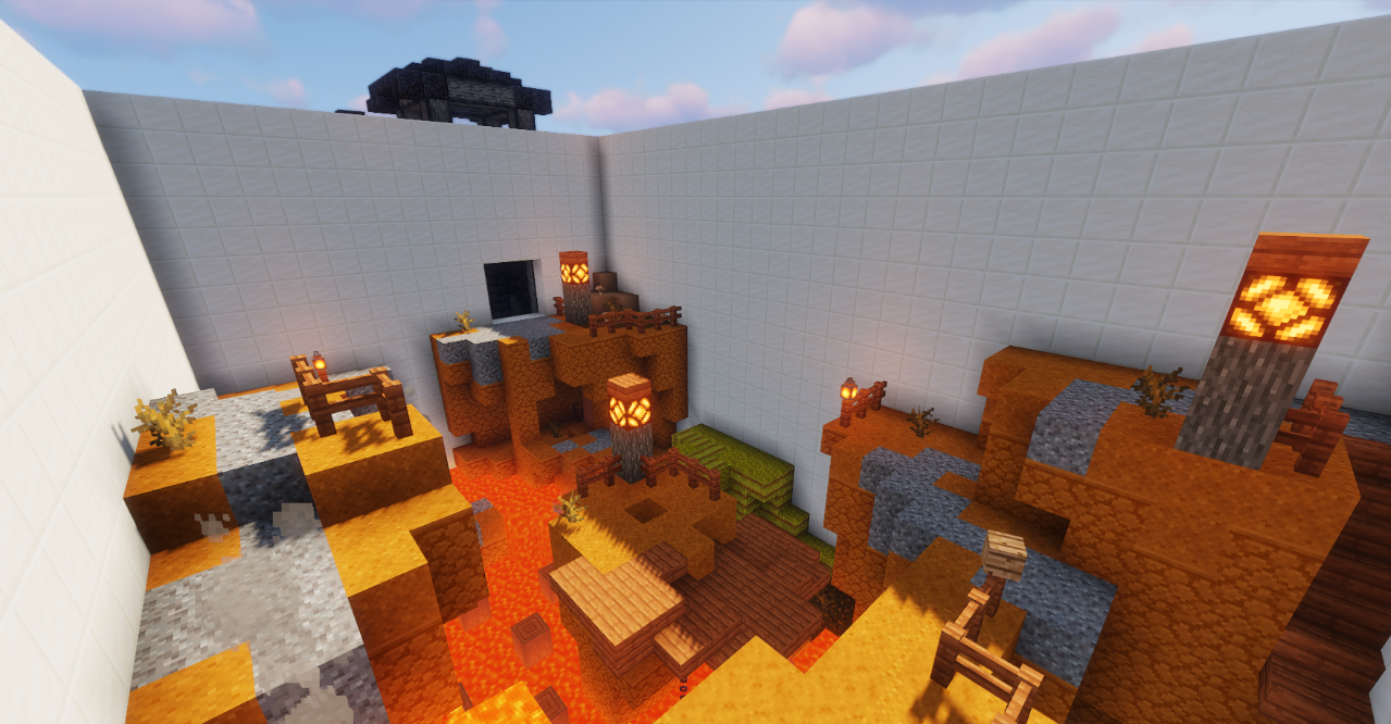 Финишная площадка карты Parkour Donut в Minecraft с праздничным оформлением