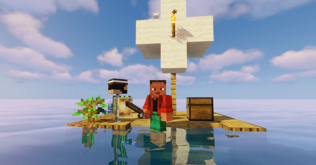 Игровой процесс Raft Survival 2: строительство на плоту и рыбалка