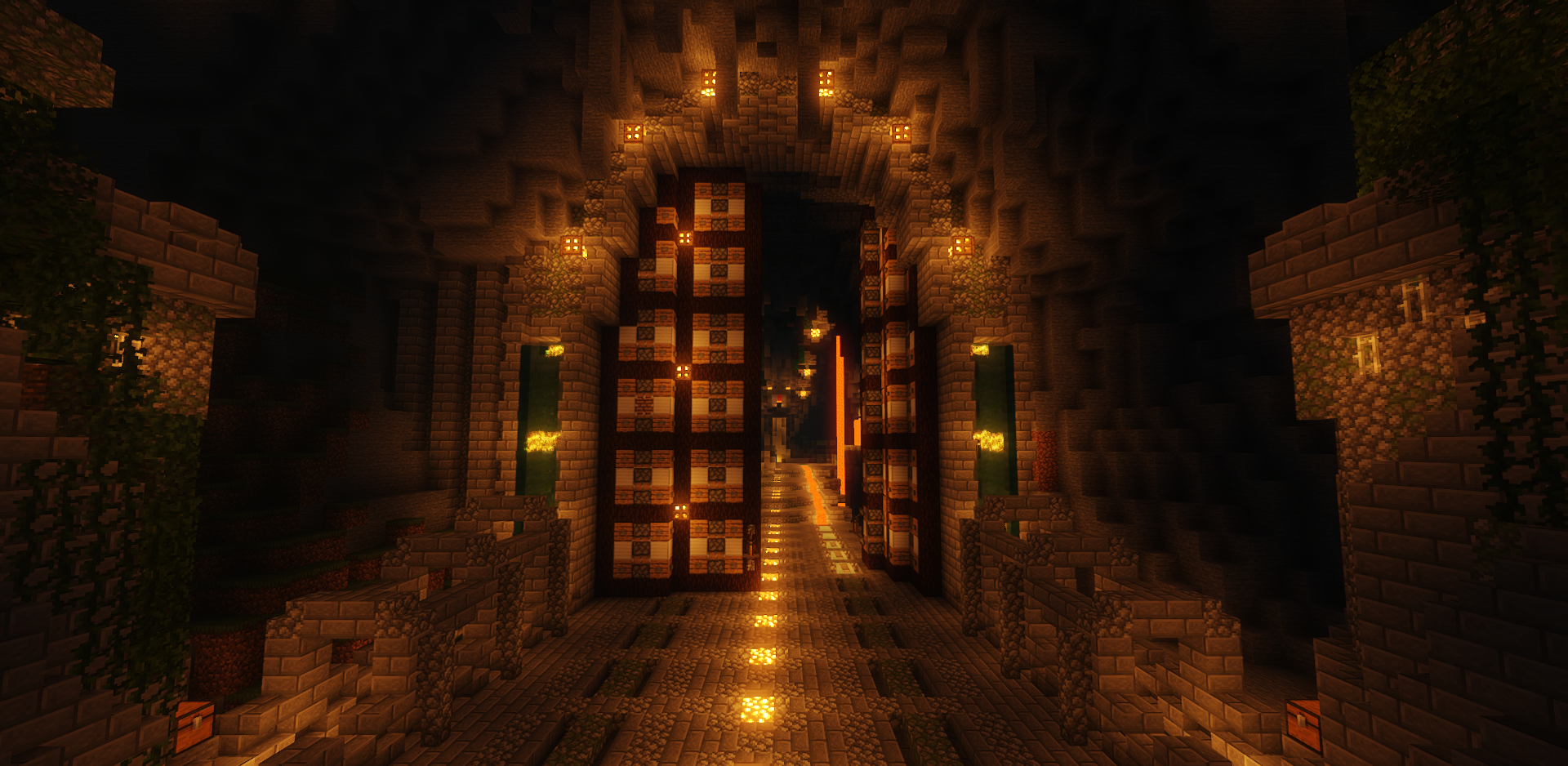 Пример сложного механизма с красной пылью в Minecraft