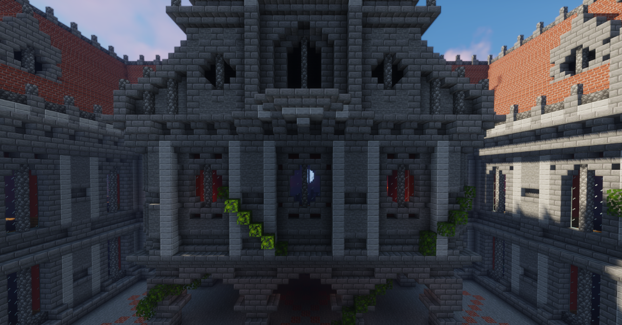 Внутренний интерьер Renaissance Palace в Minecraft с высокими потолками и роскошной мебелью