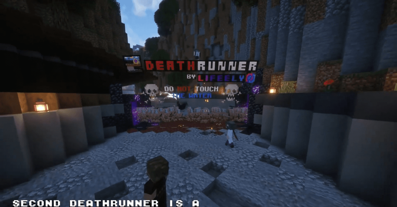 Финальный участок карты Second Deathrunner с финишной платформой и наградой