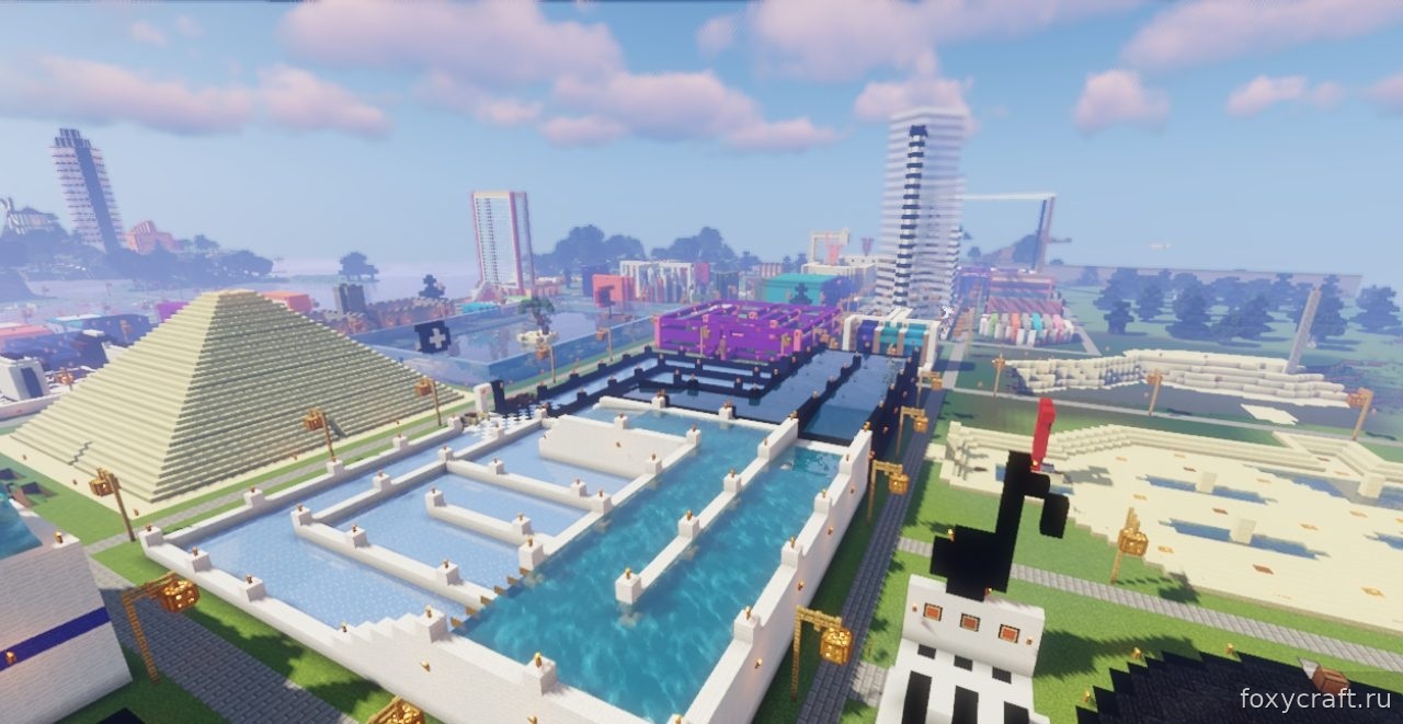 Ночной вид города с подсветкой зданий в Stampy’s Lovely World