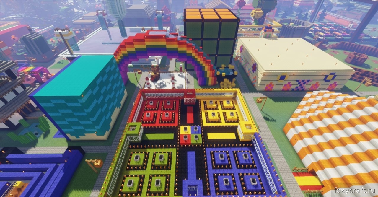 Игрок исследует городские улицы в Stampy’s Lovely World
