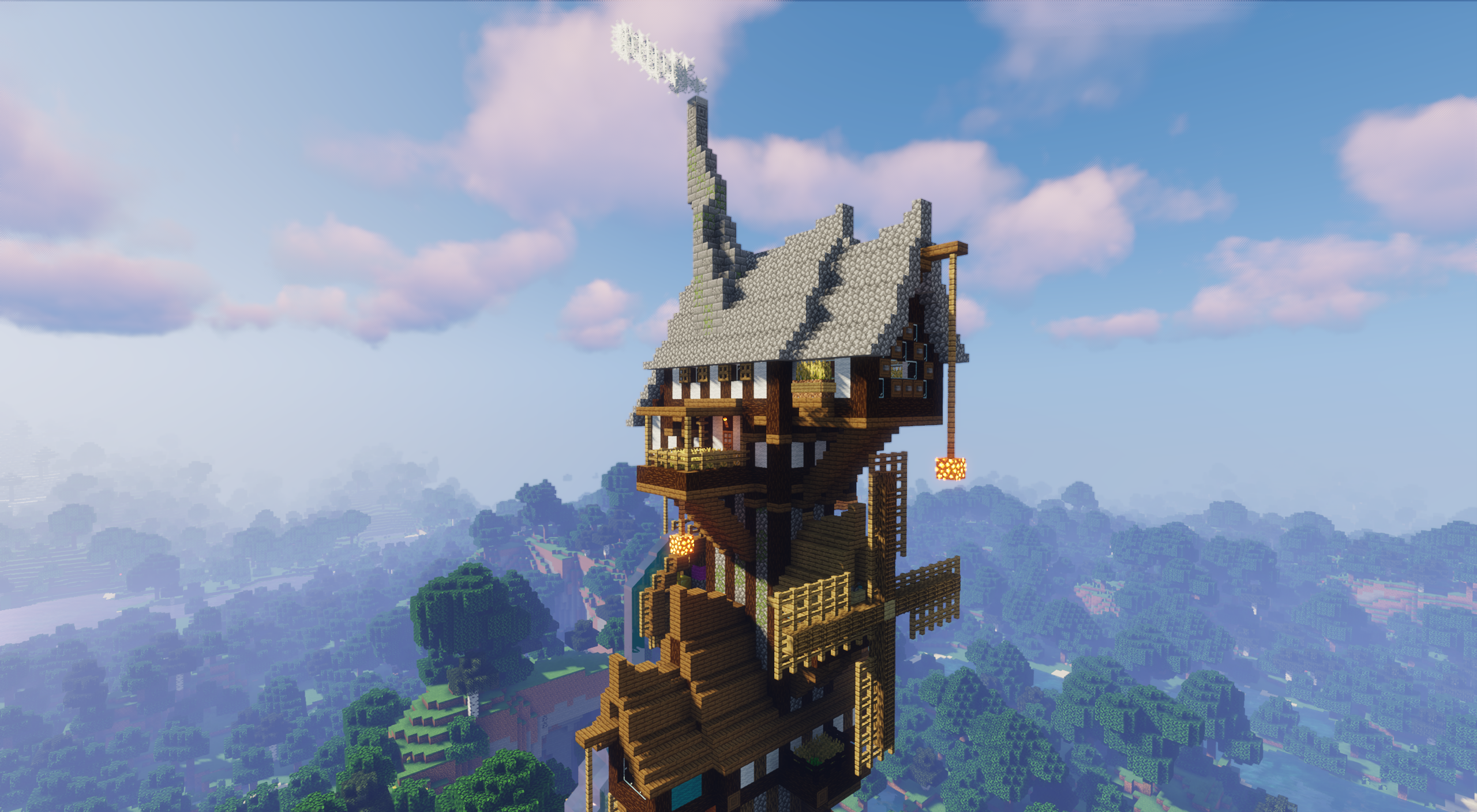 Детализированный сад и ферма на карте Steamshire Farm в Minecraft